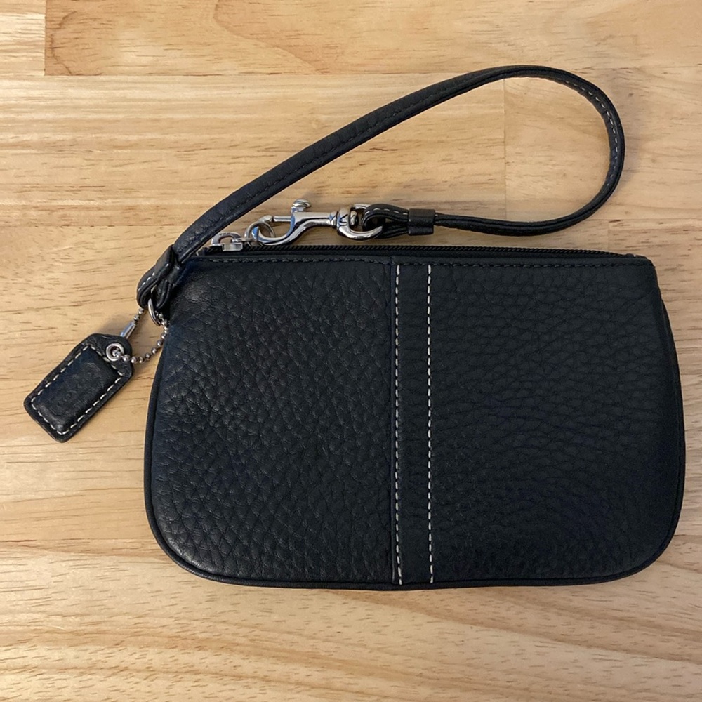 Black leather Coach wristlet